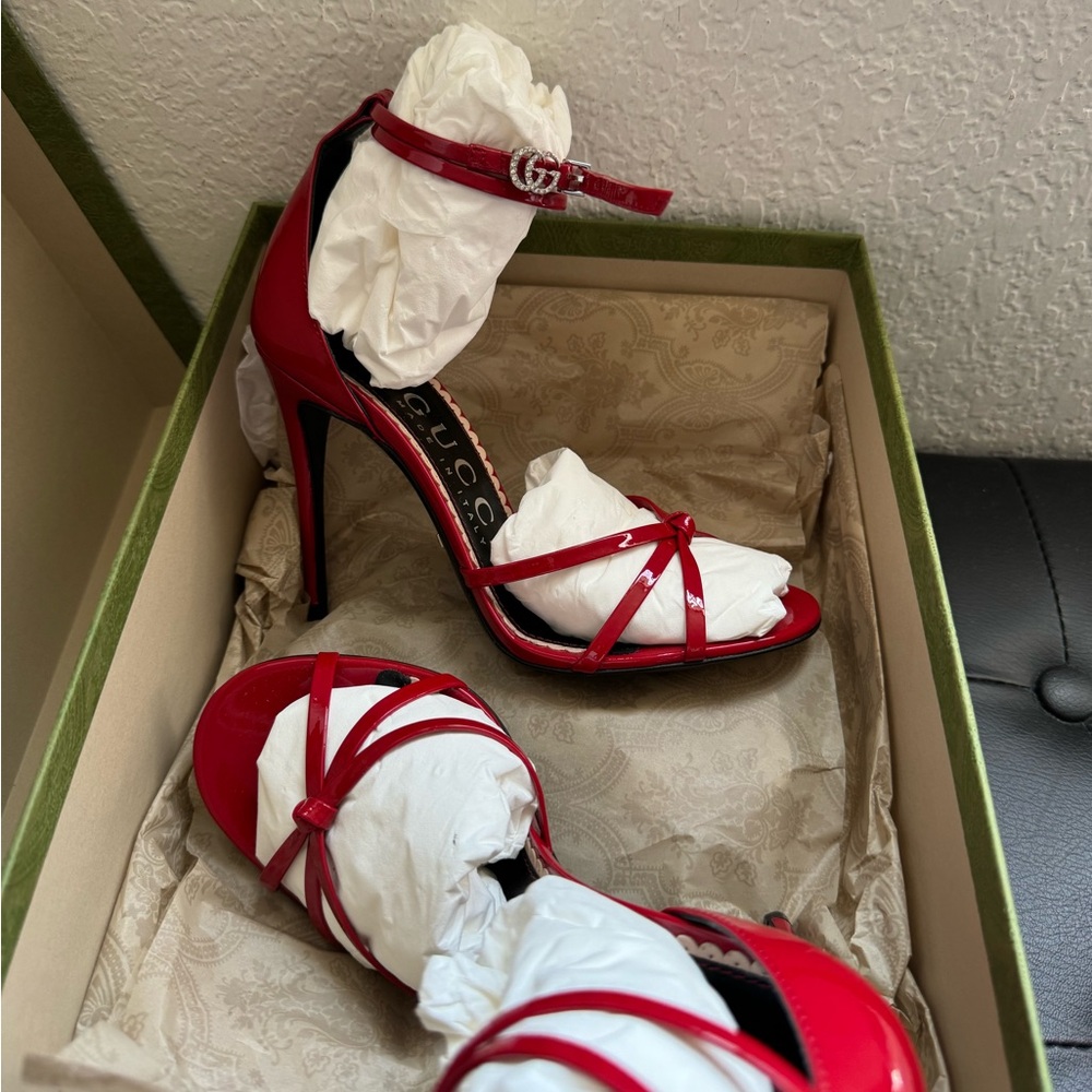 Gucci red strappy heels